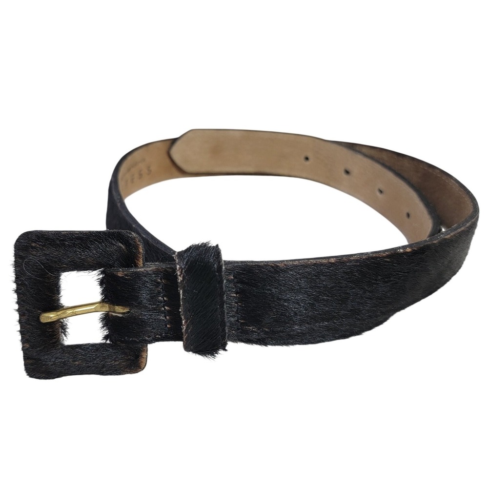VTG Compagnie Internationale Express Y2K Black Calf Hair Leather Belt S USA Made